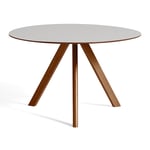 HAY - CPH20 Round Table Ø 120, WB Lacquered Walnut, Pebble Grey Linoleum Tabletop - Pebble Grey - Grå - Matbord - Trä/Syntetiskt