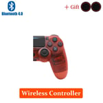 Rouge Transparent Manette De Jeu Sans Fil Bluetooth Pour Playstation 4, Contrôleur, Joystick Pour La Console Ps4, Tous Testés Avant Expédition