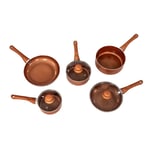 NEW! 5pc Non-Stick Ceramic Copper Induction Saucepan Frying Pan Cookware Set