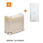 JETKIDS™ BY STOKKE® Resesäng BedBox™ Moonglow White och madrass CloudSleeper™ vit