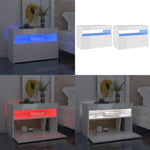 Sängbord med LED-belysning 2 st vit högglans 60x35x40 cm - Sängbord - Säng Bord - Home & Living
