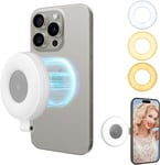 Ring Light Telephone Avec Magsafe Anneau Lumineux Avec 3 Couleurs Et 2 Niveaux De Luminosité Ajustables,Mini Lumiere Video Led Rechargeable & Portable Pour Les Appels Vidéo Et Le M[YIN4184189]