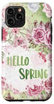 Coque pour iPhone 11 Pro Green Spring Roses Flower Hello Spring Sign Decor For Women