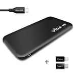 Slim Lightweight Power Bank USB Charger For iPhone 5 6 7 8 Plus X XS XR 11 Black