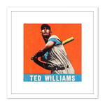 Leaf Ted Williams Baseball Card Portrait 8X8 Inch Square Wooden Framed Wall Art Print Picture with Mount