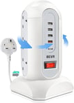 Surge Protected Extension Lead Tower with 4 USB Slots 9 AC Outlets 1.65m Cable