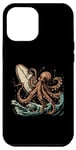Coque pour iPhone 14 Pro Max Planche de surf Octopus Kraken Surf Board Ocean Surfer