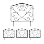 Relaxdays Bordure de Jardin, HxL par pièce: 60 x 60 cm, métal, clôture à Planter, 4 éléments décoratifs, Noir