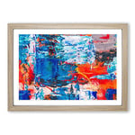 Big Box Art Abstract Painting Vol.360 by S.Johnson Framed Wall Art Picture Print Ready to Hang, Oak A2 (62 x 45 cm)