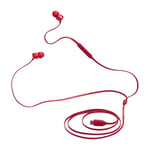 JBL Tune 310 C, Écouteurs filaires Hi-Res, Son Pure Bass, Connexion USB-C, câble Plat Anti-nœuds, télécommande à Trois Touches avec Microphone, en Rouge