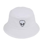 Elibeauty Black White Solid Alien Bucket Hat Unisex Caps Hip Hop Men Women Summer Panama Cap Beach Sun Fishing Boonie Hat, white