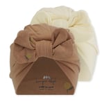 Konges Sløjd basic 2pk Bambi bonnet gots – brown lemon/vanilla - 12-18m