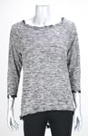 Almost Famous Juniors Black Grey 3/4-Sleeve Lace Back Top L
