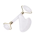 Gua Sha set: Vit Jade roller och Gua Sha sten