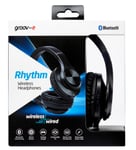 Groov-e Rhythm Wireless Bluetooth Stereo Headphones Black Folding Design
