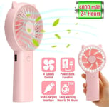 Dfjhure Handheld Fan, Hand Held Fans Mini Fan-4000mAh Rechargeable Battery Operated 4 Speed Portable Electric USB Fan【4000mAh 24 Hours Working Time with Power Bank Function 2020 Newest】