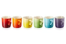 Le Creuset Stoneware Set of 6 200ml Cappuccino Mugs, Rainbow
