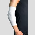 Breathable, Sweat Absorbent 2 Pair Elastic Gym Sport Basketball Arm Sleeve Shooting Crashproof Honeycomb Elbow Support Pads Elbow Protector Guard for Youth/Men/Women (Color : White, Size : XL)