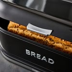 Tower Stylish Noir Black Kitchen Belle Bread bin - Chrome Lettering Storage