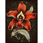 Artery8 Old School USA Tattoo Ink Body Art Red Orchid Rockabilly Americana 50s Extra Large XL Wall Art Poster Print
