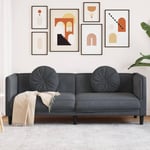 3-personers sofa med hynder velour mørkegrå