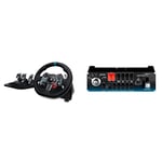 Logitech G29 Driving Force Racing Wheel and Floor Pedals, Black & Saitek Pro Flight Switch Panel, Professional Simulation Switch Controller, LCD Display, Five-Position Magneto Dial, Black