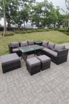 Lounge Rattan Garden Furniture Sets Dining Table And Big Footstools