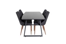 Venture Design Inca & Leone matgrupp Svart/svart 4 st stolar & bord 160 x 85 cm
