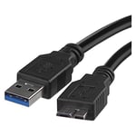 EMOS Câble de disque dur 3.0 Micro USB vers USB, 5 Gbit/s, câble USB HDD, câble de données, câble de charge, USB Micro B mâle vers A mâle, 1 m, noir