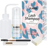 Lash Shampoo Kit for Extensions - Gentle Foaming 60ml, Brush & Rinse Bottle