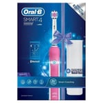 ORAL B SMART 4 4000W 3D WHITE PINK ELECTRIC TOOTHBRUSH + TRAVEL CASE NEW & BOXED