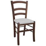 Chaise En Bois Venezia Noyer Foncé Avec Assise Similicuir Gris Glacé