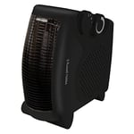 Russell Hobbs 2000W/2KW Electric Heater in Black PTC Ceramic Heater, Portable Horizontal Vertical 2 Heat Settings Overheat Protection, Adjustable Thermostat 20m2 Room Size RHFH1005B, 2 Year Guarantee