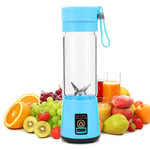YChoice365 Portable Juicer Blender, Shakes and Smoothies Household Mini Jucier Cup, Personal Fruit Mixer Rechargeable with USB, Detachable Cup-Six Blades, For Great Mixing, 380ML - BLUE