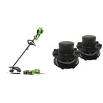 Greenworks Cordless String Trimmer and Scythe 2in1 GD40BCK2X with 2 Double-Thread Spool (Li-Ion 40V 40 cm/25 cm Cutting Width 2 mm String/Blade 5300 U/min with 2 x 2Ah Batteries and Charger)