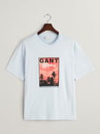 GANT Washed Graphic Short Sleeve T-Shirt, Light Blue/Multi
