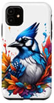 Coque pour iPhone 11 Écran anti-éclaboussures coloré Blue Jay Portrait