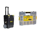 STANLEY 2 in 1 Rolling Toolbox with Pull Handle, Detachable Toolbox, Portable Tote Tray for Tools and Small Parts, 1-70-327 & 1-94-745 Sort Master Seal Tight Professional Organiser