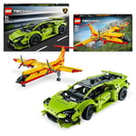 LEGO Technic Bundle: Includes Firefighter Aircraft (42152) Plane Toy and Lamborghini Huracán Tecnica (42161) Sports Car, Buildable Vehicle Toys for 9 Plus Year Old for Kids, Boys & Girls
