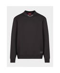 Hugo Boss Mens Relaxed-Fit Cotton-Blend With Chain Collar Sweatshirt in Black - Size Medium