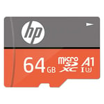 HP mxA1 64GB microSDXC Memory Card + SD Adaptor, 100MB/s Read Speed, 85MB/s Write Speed, Class 10 UHS-I, U3, A1 App Performance for 4K Video