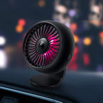 KOBEY Mini Car Air Conditioner Freshener Vent Clip Fan/Suction Cup Car USB Fan/Car Air Vent Fan Auto Cooling Fan with Colorful Light,Black