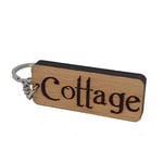 Cottage Engraved Wooden Keyring Keychain Key Ring Tag