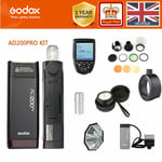UK Godox 2.4 TTL AD200pro Proket Flash+AK-R1+H200R+EC200+XPRO Trigger+AD-S KIT