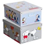 Lavatelli Lot de 2 boîtes de Rangement en Carton, avec Couvercle, pour Ranger, boîtes Cadeau, 39x50x24 cm Snoopy Mix, Couleur 4