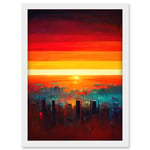 Modern Abstract Sunrise Los Angeles City Artwork Framed Wall Art Print A4