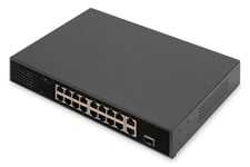 Digitus 16 Port Fast Ethernet PoE Switch , 2 Gigabit Uplinks (RJ45 / S