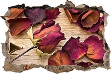pixxp Rint 3D WD S2056 _ 92 x 62 ausgetrocknete Roses sur Table en Bois sur Toile percée 3D Sticker Mural, Vinyle, Multicolore, 92 x 62 x 0,02 cm