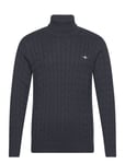 GANT Cotton Cable Turtle Neck Marinblå