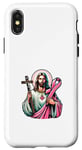 Coque pour iPhone X/XS Jesus Has My Back Shirt Rose Christian Breast Cancer Cross